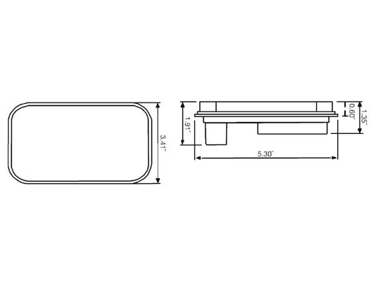 5.375 Inch Red Rectangular Stop/Turn/Tail Light Kit with 15 LEDs (PL-3 Connection, Includes Grommet and Plug)