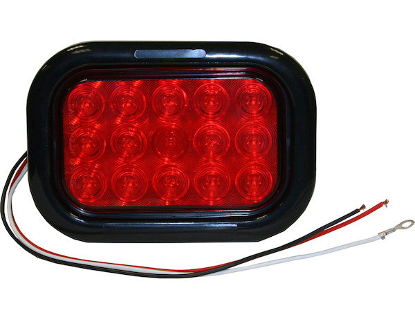 Load image into Gallery viewer, 5.375 Inch Red Rectangular Stop/Turn/Tail Light Kit with 15 LEDs (PL-3 Connection, Includes Grommet and Plug)
