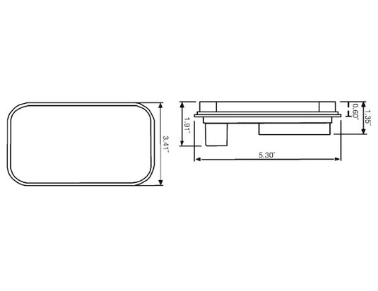 5.3 Inch Clear Rectangular Backup Light Kit with 32 LEDs (PL-2 Connection, Includes Grommet and Plug)