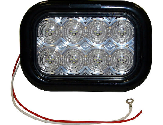5.3 Inch Clear Rectangular Backup Light Kit with 32 LEDs (PL-2 Connection, Includes Grommet and Plug)