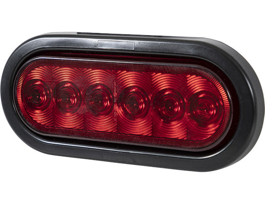 6 Inch Red Oval Stop/Turn/Tail Light With 6 LEDs Kit - Includes Grommet and Plug