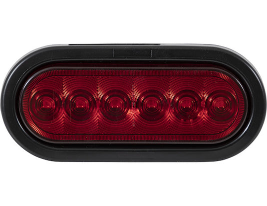 6 Inch Red Oval Stop/Turn/Tail Light With 6 LEDs Kit - Includes Grommet and Plug