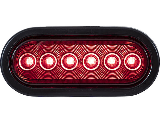 6 Inch Red Oval Stop/Turn/Tail Light With 6 LEDs Kit - Includes Grommet and Plug