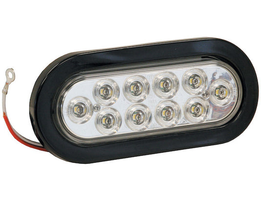 6 Inch Clear Oval Backup Light Kit with 10 LEDs (PL-2 Connection, Includes Grommet and Plug)