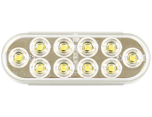 6 Inch Clear Oval Backup Light Kit with 10 LEDs (PL-2 Connection, Includes Grommet and Plug)