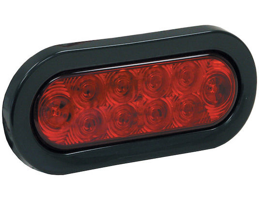 6 Inch Red Oval Stop/Turn/Tail Light With 10 LEDs (AMP-Style Connection) - Bulk