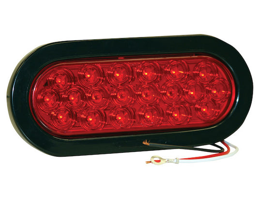 6 Inch Red Oval Stop/Turn/Tail Light with 20 LEDs Kit (PL-3 Connection, Includes Grommet and Plug)