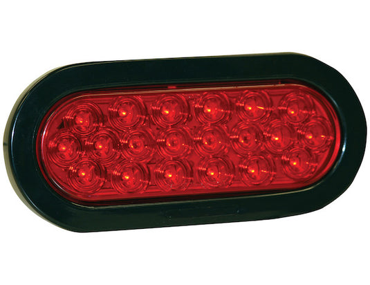 6 Inch Red Oval Stop/Turn/Tail Light with 20 LEDs Kit (PL-3 Connection, Includes Grommet and Plug)