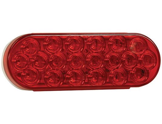 6 Inch Red Oval Stop/Turn/Tail Light with 20 LEDs Kit (PL-3 Connection, Includes Grommet and Plug)