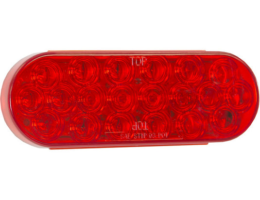 6 Inch Red Oval Stop/Turn/Tail Light with 20 LEDs Kit (PL-3 Connection, Includes Grommet and Plug)