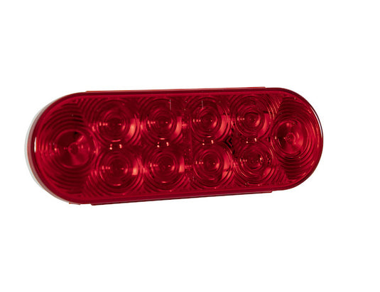 6 Inch Red Oval Stop/Turn/Tail Light With 10 LEDs (PL-3 Connection) - Bulk