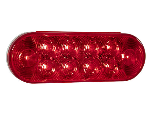 6 Inch Red Oval Stop/Turn/Tail Light with 10 LEDs Kit (PL-3 Connection, Includes Grommet and Plug)