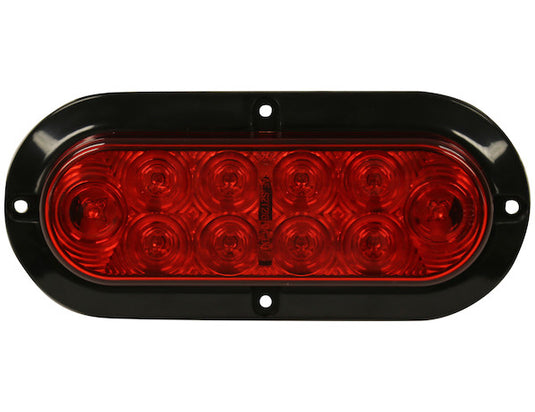 6 Inch Red Oval Stop/Turn/Tail Surface Mount Light Kit with 10 LEDs (PL-3 Connection, Includes Grommet and Plug)