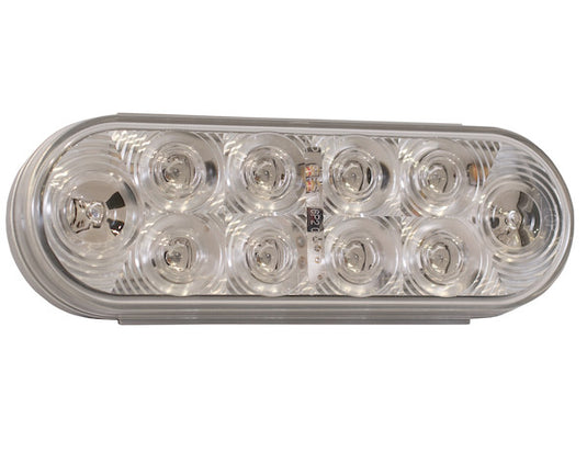 6 Inch Oval Stop/Turn/Tail Light With 10 Red LEDs, Clear Lens
