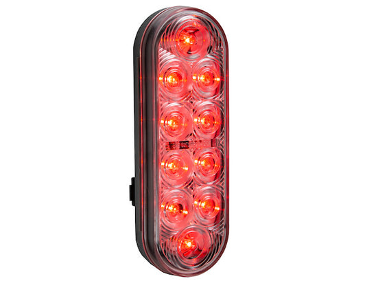 6 Inch Oval Stop/Turn/Tail Light With 10 Red LEDs, Clear Lens