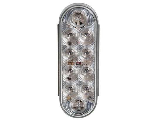 6 Inch Oval Stop/Turn/Tail Light With 10 Red LEDs, Clear Lens