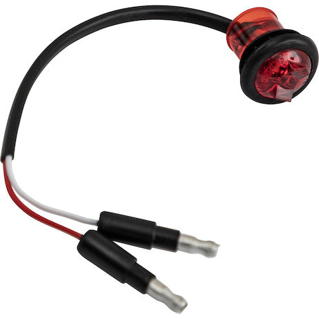 .75 Inch Round Marker Clearance Lights - 1 LED Red With Male Bullets