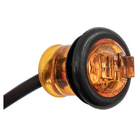.75 Inch Round Marker Clearance Lights - 1 LED Amber With Male Bullets