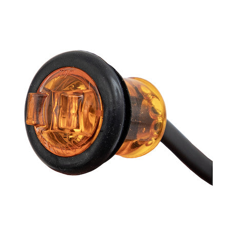 .75 Inch Round Marker Clearance Lights - 1 LED Amber With Male Bullets