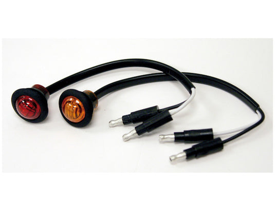 .75 Inch Round Marker Clearance Lights - 3 LED Amber With Male Bullets