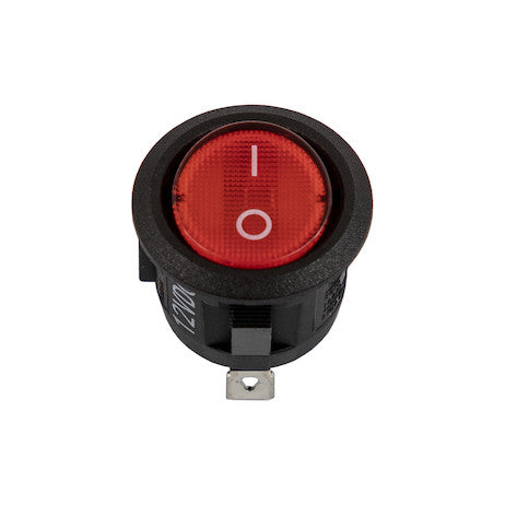 Load image into Gallery viewer, On/Off Mini Round Rocker Switch Illuminated Red

