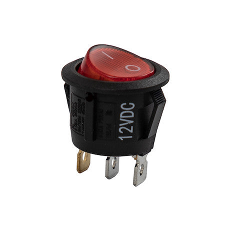 Load image into Gallery viewer, On/Off Mini Round Rocker Switch Illuminated Red
