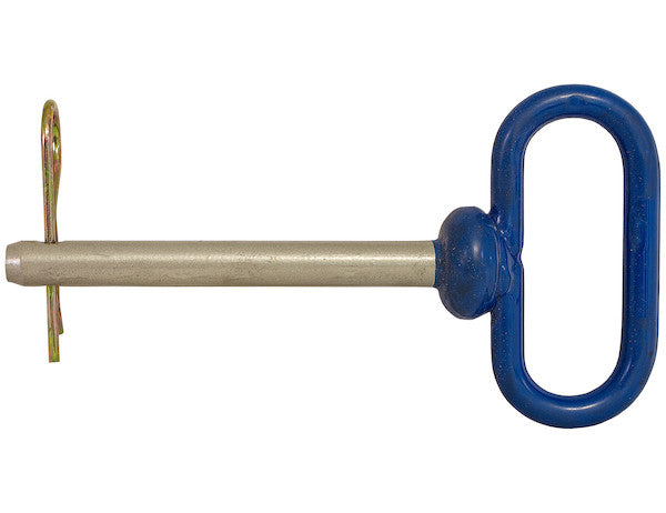 Load image into Gallery viewer, Blue Poly-Coated Handle on Steel Hitch Pin - 5/8 x 4 Inch Usable Length
