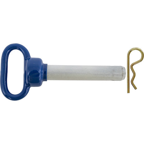 Blue Poly-Coated Handle on Steel Hitch Pin - 1 x 4-1/2 Inch Usable Length