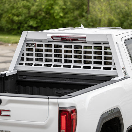 23.00-inch Tall Gloss White Heavy-Duty Steel GuardDogg Pickup Truck Headache Rack Bundle with Mounting Brackets