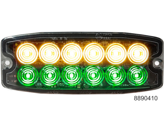 Amber-Green Dual Row Ultra Thin 5 Inch LED Strobe Light