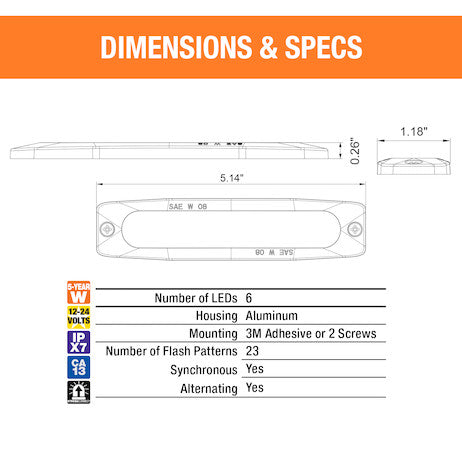 Ultra Thin 5 Inch Clear LED Strobe Light