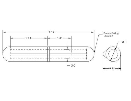 Aluminum Weld-On Bullet Hinge with Stainless Pin and Bushing - 0.61 x 3.15 Inch