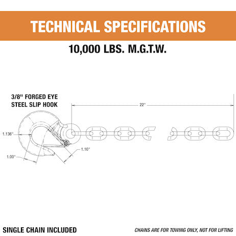Load image into Gallery viewer, 3/8x22 Inch Class 4 Trailer Safety Chain With 1 Inch Forged Slip Hook-30 Proof
