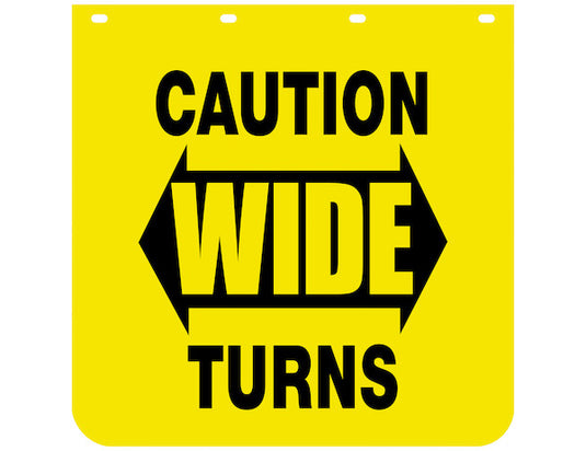 Caution Wide Turns Yellow Polymer Mudflaps 24x30 Inch