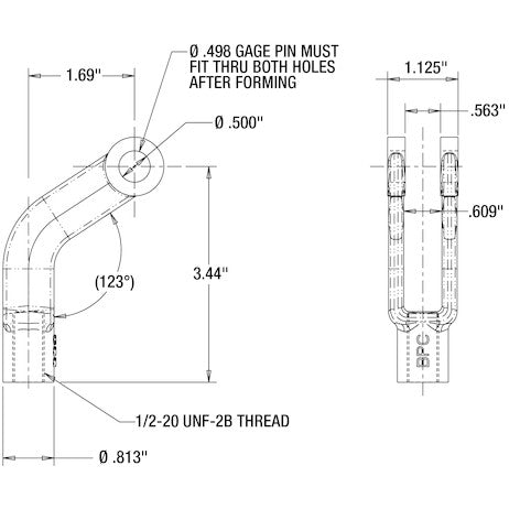Load image into Gallery viewer, Adjustable Yoke End 1/2-20 NF and 1/2 Inch Diameter Thru-Hole
