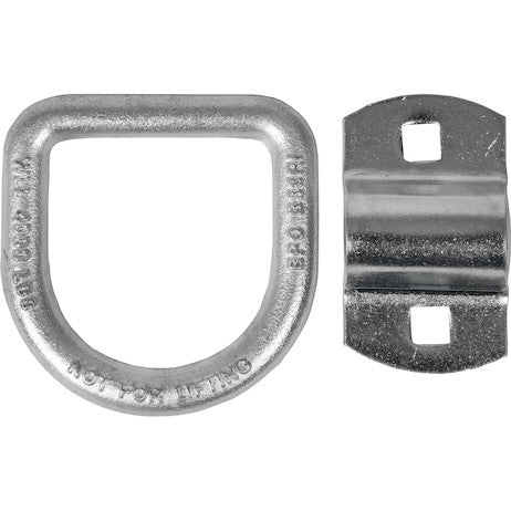 1/2 Inch Forged D-Ring With 2-Hole Mounting Bracket - White Zinc Plated