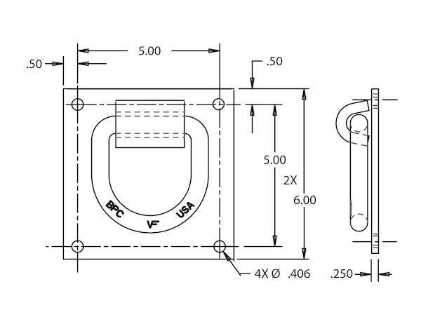 Load image into Gallery viewer, 5/8 Inch Forged D-Ring With 4-Hole Integral Mounting Bracket
