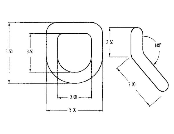 Load image into Gallery viewer, 1 Inch Forged 55 Angled D-Ring with Weld-On Mounting Bracket
