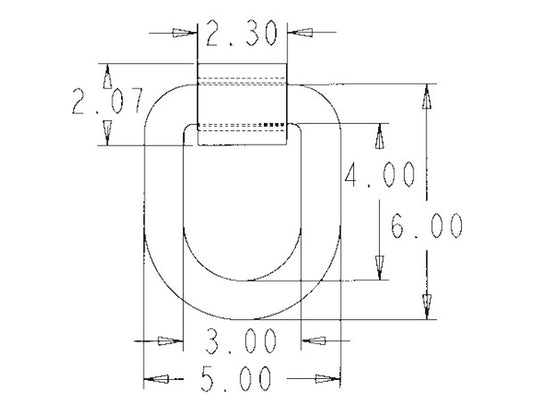 D-RING,1in dia,4inH X 3in,W/BRKT,SPECIAL