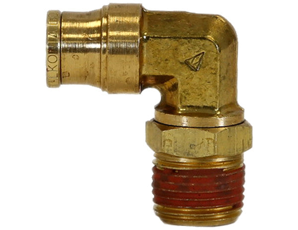 Load image into Gallery viewer, Brass DOT Push-In Swivel Male Elbow 1/4 Inch Tube O.D. x 1/8 Inch Pipe Thread
