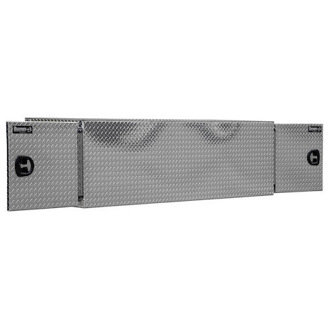 DIAMOND TREAD ALUMINUM STRAIGHT SIDE TUNNEL TRUCK TOOL BOX WITH SHELF