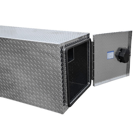 DIAMOND TREAD ALUMINUM STRAIGHT SIDE TUNNEL TRUCK TOOL BOX WITH SHELF