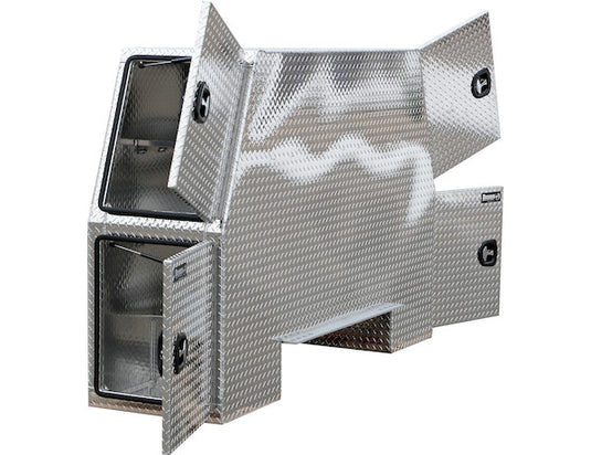 DIAMOND TREAD ALUMINUM BACKPACK TRUCK TOOL BOX SERIES WITH OFFSET FLOOR