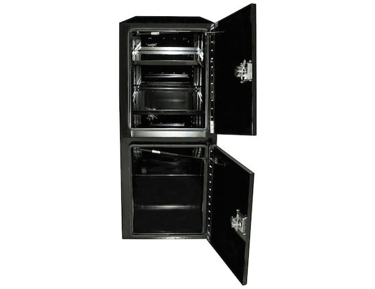 GLOSS BLACK STEEL BACKPACK TRUCK TOOL BOX SERIES WITH FLAT FLOOR AND COMPRESSION LATCHES