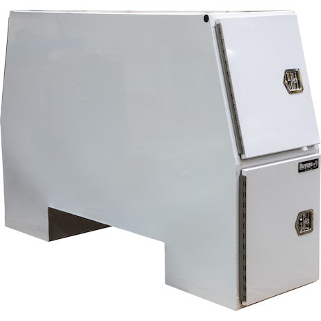 55x24x85 Inch Gloss White Steel Service Body Backpack Truck Box - T-Handle Latch