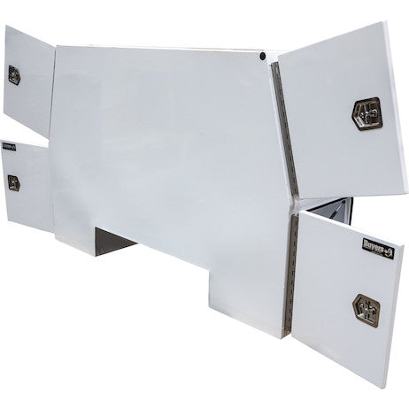 55x24x85 Inch Gloss White Steel Service Body Backpack Truck Box - T-Handle Latch