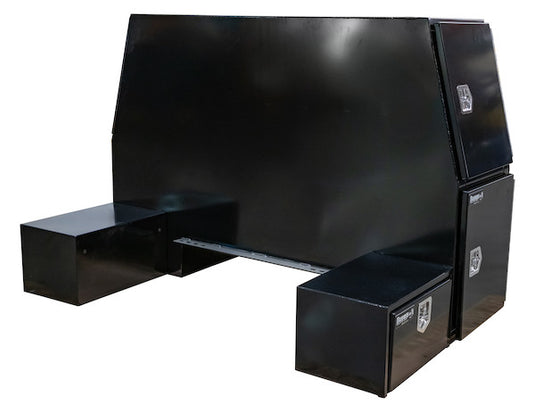 GLOSS BLACK STEEL L-PACK TRUCK TOOL BOX SERIES WITH OFFSET FLOOR