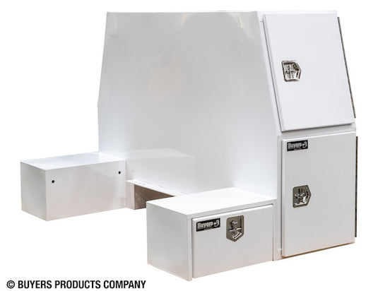 GLOSS WHITE STEEL L-PACK TRUCK TOOL BOX SERIES WITH OFFSET FLOOR
