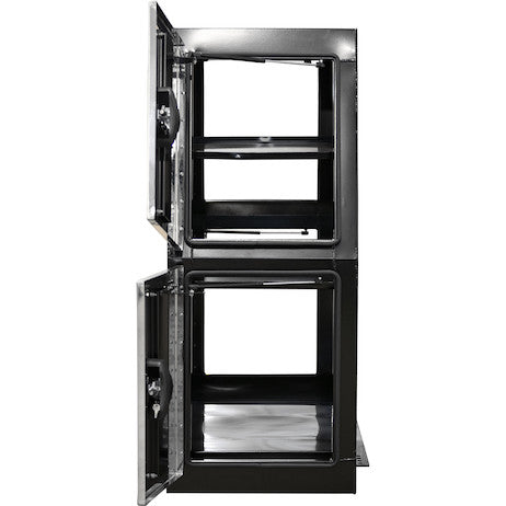 GLOSS BLACK STEEL BACKPACK TRUCK TOOL BOX SERIES WITH STAINLESS STEEL DOORS AND FLAT FLOOR