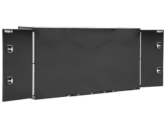 GLOSS BLACK STEEL STRAIGHT SIDE BACKPACK TRUCK TOOL BOX SERIES WITH FLAT FLOOR AND ADJUSTABLE SHELVING